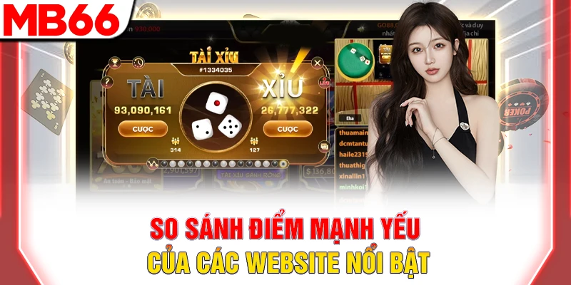 Top Trang Đánh Tài Xỉu Uy Tín, Phổ Biến Bậc Nhất Hiện Nay 8 So sánh điểm mạnh - yếu của các website nổi bật